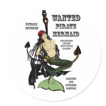 WANTED PIRATE MERMAID stickers