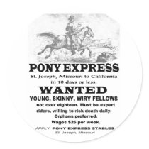 Wanted Pony Express Rider Stickers