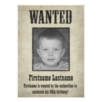 WANTED Poster - Birthday Invitation invitations