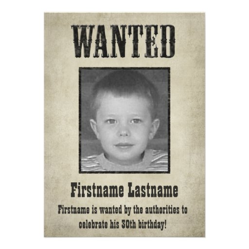 WANTED Poster - Birthday Invitation (front side)