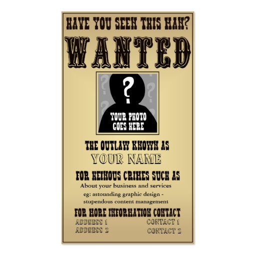 Wanted Poster Business Card