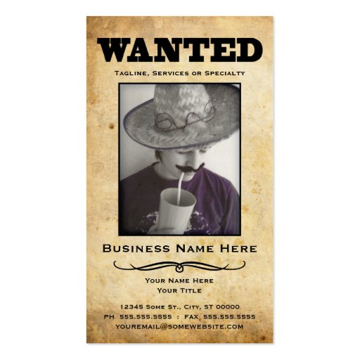 wanted poster business card templates (front side)