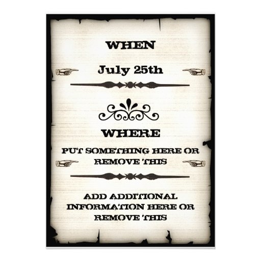 Wanted Poster Event Invitations
