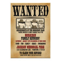 Wanted Poster Family Reunion Invitation invitations