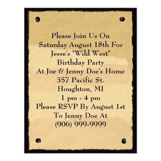 Wanted Poster Invitations Fun Western Cowboy Party
