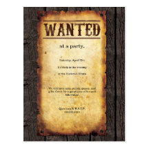 Wanted Poster Invitations Post Cards