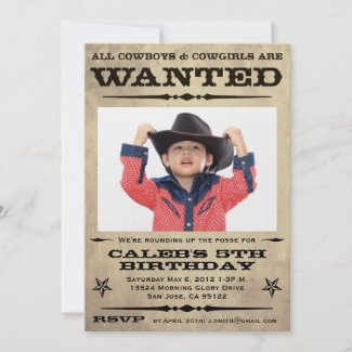 Wanted Poster Kids Party Invitations