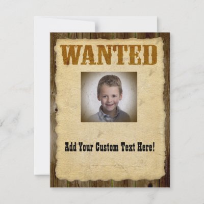 Wanted Poster OldTime Photo Personalized Invitation by cutencomfy