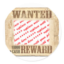 Wanted Poster Square  Photo Frame stickers