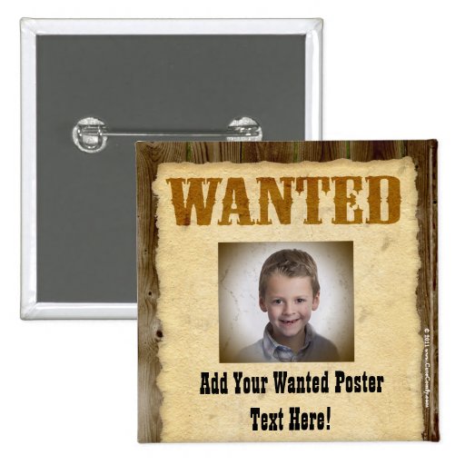 Wanted Poster, Vintage Picture Frame Buttons Zazzle