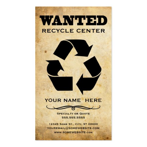 wanted : recycle center business card templates (front side)