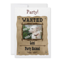 Wanted Wild West Poster Pet Custom Photo Template Invitations