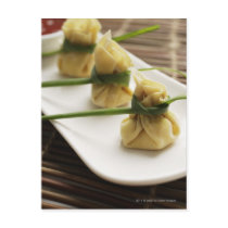 wanton dumplings with white chili sauce postcards