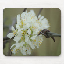 War and Peace ~ Flower and Barbed Wire Mousepad mousepads