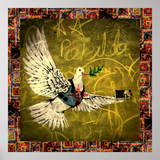 War and Peace Poster Dove with bullet proof vest Zazzle