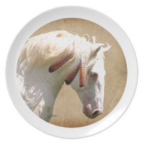 War Horse with Hawk Feathers Party Plate