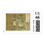 War in Boston Map - 1776 Postage Stamps