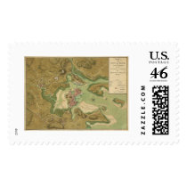 War in Boston Map - 1776 Postage Stamps