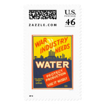 War Industry Water WWII 1943 WPA Stamps