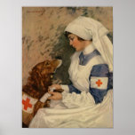 War Nurse with Golden Retriever 1917 Posters