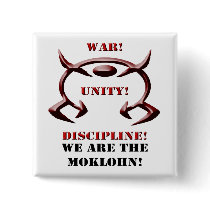 War! Unity! Discipline! (White) Button