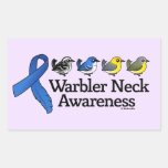 Warbler Neck Awareness Ribbon Rectangle Sticker