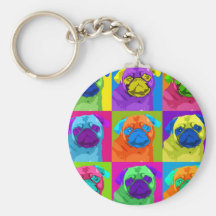 Warhol inspired Pug Keychain