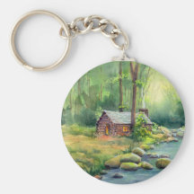 WARM CABIN by SHARON SHARPE Key Chain