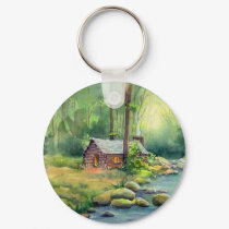 WARM CABIN by SHARON SHARPE keychains