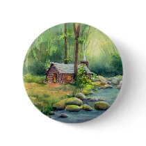 WARM CABIN in the WOODS by SHARON SHARPE buttons
