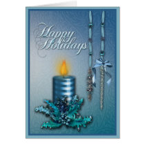 Warm Candlelight Happy Holidays Card cards