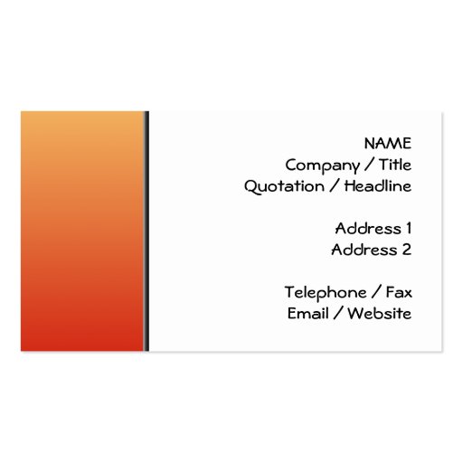 Warm colors, plain design. business card (front side)