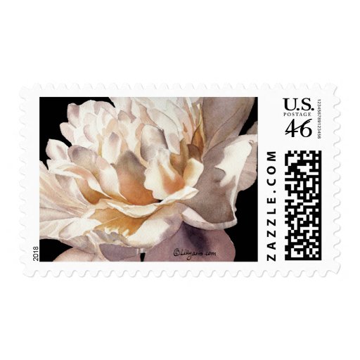 Warm Glow on Dark Peony Wedding Postage