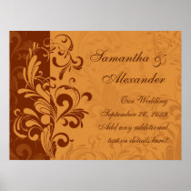 Warm Golden Autumn Swirl Posters