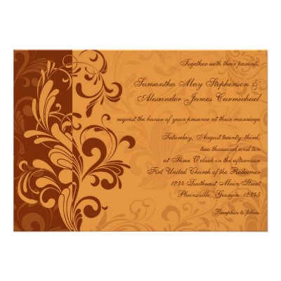 Warm Golden Autumn Swirl Wedding Invitations