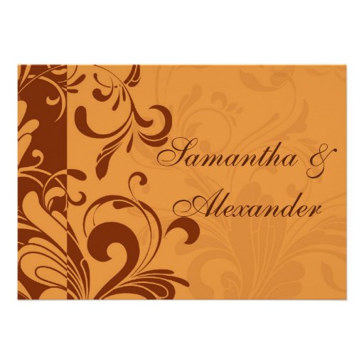 Warm Golden Autumn Swirl Wedding Invitations