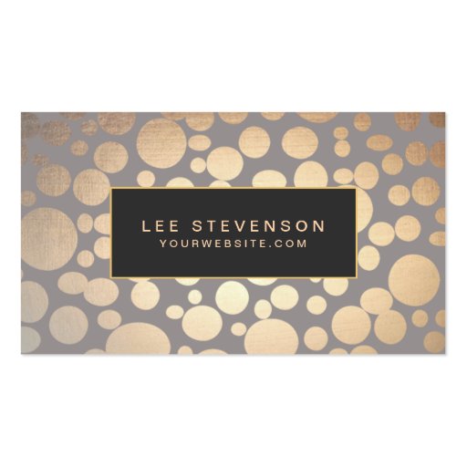 Warm Gray Gold Circles Beauty Salon and Spa Business Card (front side)