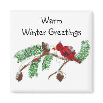 Warm Winter Greetings magnets
