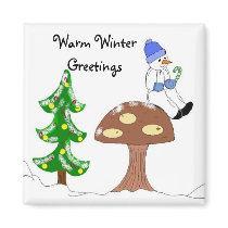 Warm Winter Greetings magnets