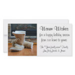 Warm Wishes - Boots by fireplace Personalized Photo Card