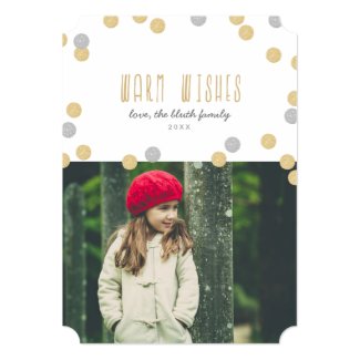 Warm Wishes Holiday Photo Flat Card Announcement