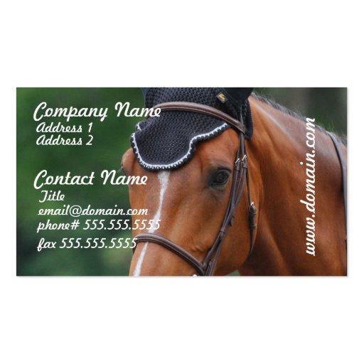 Warmblood Horse Business Card (front side)