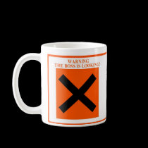 Warning And Safe The Boss Is Looking / Isn't mugs