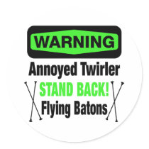 Warning Annoyed Twirler Green Stickers