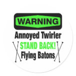 Warning Annoyed Twirler Green Stickers
