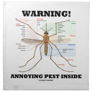 Warning! Annoying Pest Inside (Mosquito Anatomy) Cloth Napkin