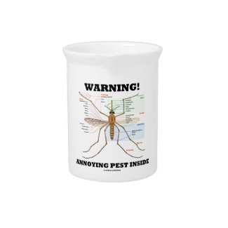 Warning! Annoying Pest Inside (Mosquito Anatomy) Beverage Pitchers