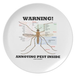 Warning! Annoying Pest Inside (Mosquito Anatomy) Dinner Plate