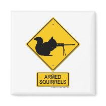 Warning Armed Squirrels Fridge Magnet