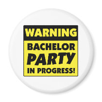 Warning Bachelor Party In Progress magnets